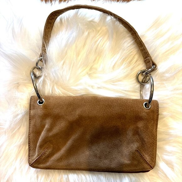 Wilsons Leather Maxima Tan Suede Wallet Purse boho retro Y2k 90s Luxury Brown - Picture 1 of 14